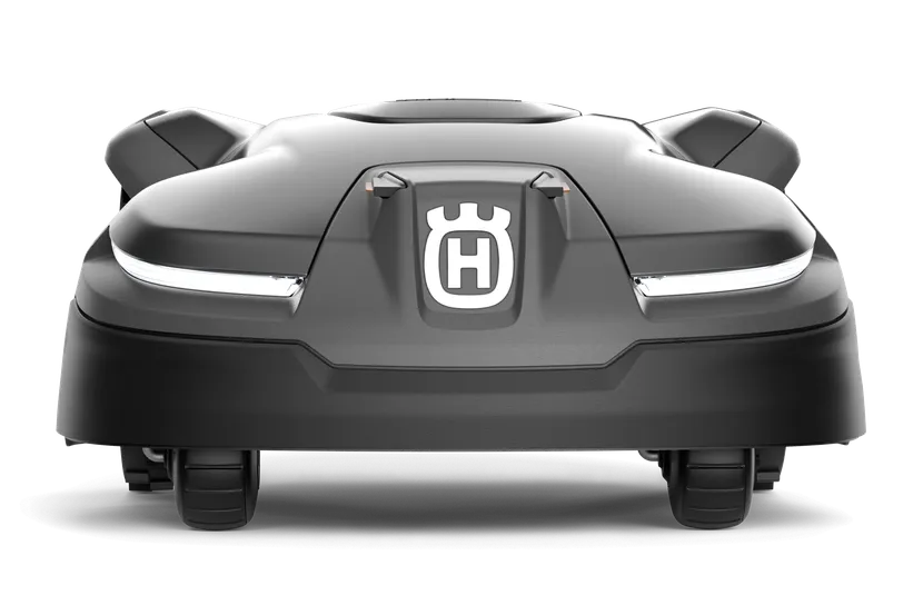 ハスクバーナのロボット芝刈り機の正面図。